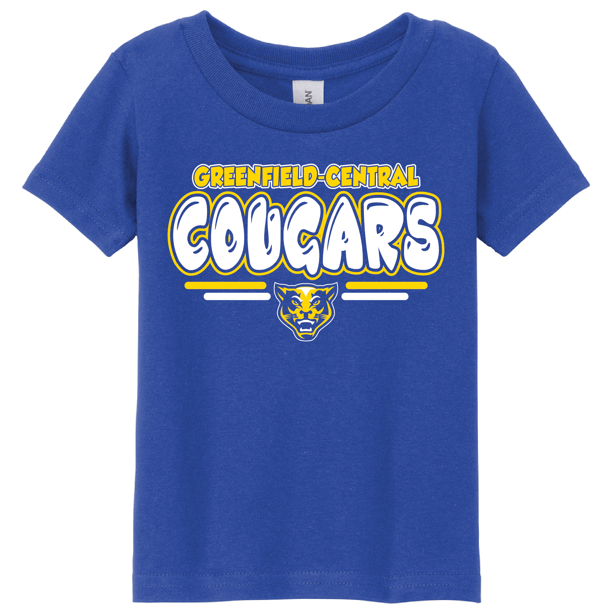 Greenfield Central Cougars Bubble Text Toddler Tee