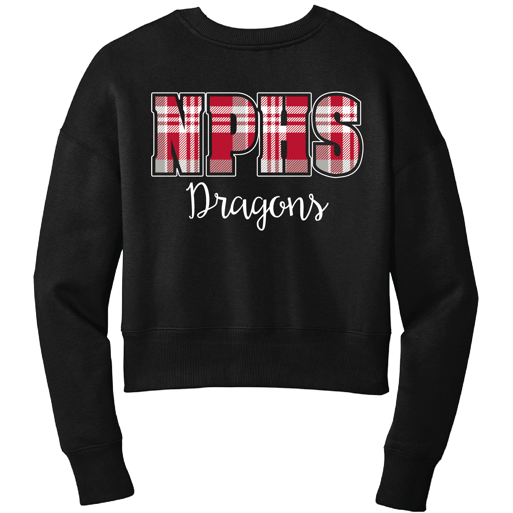 NPHS Dragons Plaid Fleece Cropped